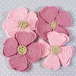 pink fantasy crochet flower pdf pattern