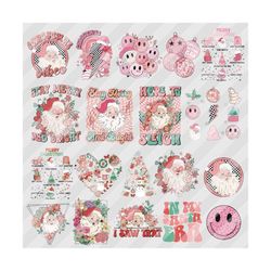 20 retro christmas png bundle, pink christmas png, groovy christmas png, trendy png bundle, christmas, pink santa png, s