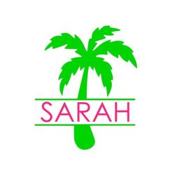 palm tree svg, split name frame svg, beach svg, tropical, digital download, cut file, sublimation,-wyngventura