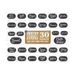 pantry labels svg bundle / kitchen svg / spices labels svg / cut file / cliparts / printable / vectors / decal / commerc