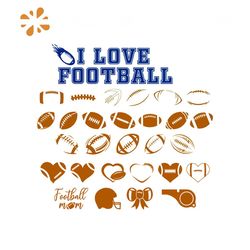 i love football bundle svg, sport svg, football lace svg, football laces monogram frame svg, rugby svg, football mom svg