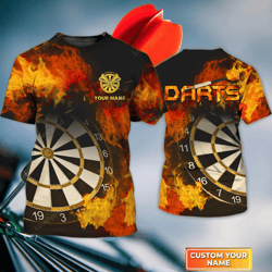 customized darts flame shirt: personalized 3d tshirt for players