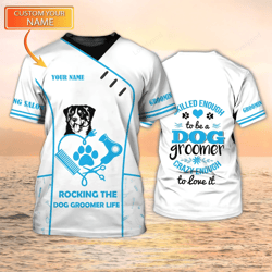 customized 3d tshirt for skilled dog groomers personalized name grooming salon shirt