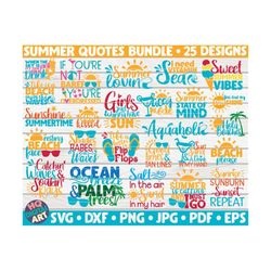 Summer Quotes SVG Bundle / 25 designs / Free Commercial Use / Cut Files for Cricut / clipart / printable / vector / inst