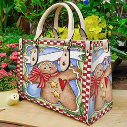 cute gingerbread christmas women leather bag,christmas woman handbag,christmas women bag and purse