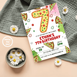 personalized file pizza party png, pizza birthday invitation digital download invitations, instant download, diy  png fi