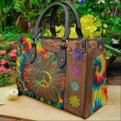 hippie soul sunflower leather bag,hippie women bag and purses,hippie sunflower leather handbag