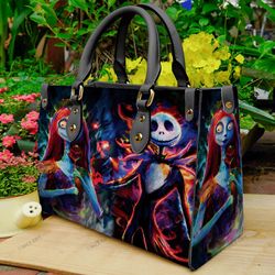 jack and sally nightmare before christmas women leather hand bag, jack woman handbag