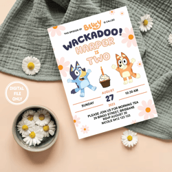 personalized file bluey birthday party invitation | bluey & bingo | editable kids party invite | printable | digital | i