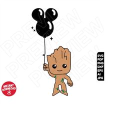 groot svg disneyland balloon dxf png clipart , cut file outline silhouette