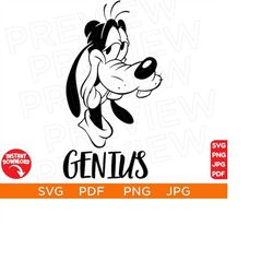 Genius Goofy Vector Svg, Goofy Ears SVG Mouse png, Disneyland ears svg clipart SVG, cut file layered by color, Silhouett