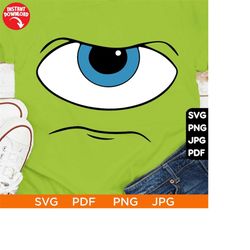 Mike Monster Face vector Svg, Monsters Inc SVG Disneyworld mike Boo Sullyvan Disneyland Ears Clipart Cut File Layered Co