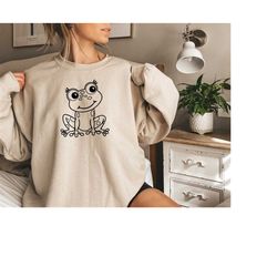 frog sweatshirt, cute frog, grumpy frog, aesthetic frog sweatshirt, frog lover gift, cool frog outfit, animal lovers gif