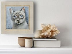 cat painting siamese cat artwork original oil on canvas art pet portrate