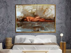 body wall art, woman body naked wall decor, nude female wall art, above bed wall decor,canvas designframed ready hang-1