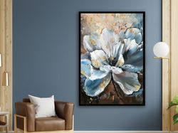 colorful flowers canvas art, flower canvas decor, floral wall art, flower poster, wall art canvas design, framed canvas