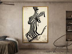 female body naked wall art, woman body naked wall decor, minimalist line art gift, nude female wall art, canvas design,