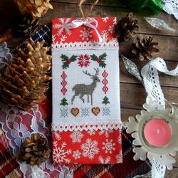 christmas deer cross stitch pattern counted cross stitch for christmas