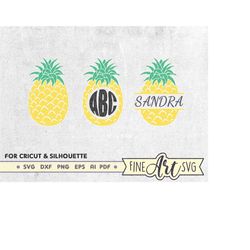 pineapple svg file, pineapple monogram frame svg, pineapple clip art, svg files for cricut and silhouette, pineapple shi