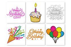 happy birthday embroidery designs. balloons birthday celebration machine embroidery designs.