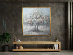 abstract fruit trees canvas print, fruit tree wall decor, landscape art, tree art, wall art canvas design, framed canvas