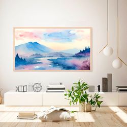 samsung frame tv art abstract watercolor mountains landscape tv wall art abstract modern paint wall art digital art