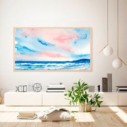 samsung frame tv art abstract watercolor sea landscape tv wall art abstract modern paint wall art digital art