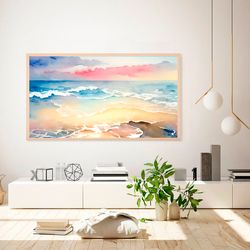 samsung frame tv art abstract watercolor sea landscape tv wall art abstract modern paint wall art digital art