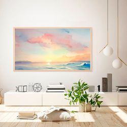 samsung frame tv art abstract watercolor sea landscape tv wall art abstract modern paint wall art digital art