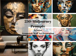 250 geometric midjourney prompts used for home/office decoration, geometric wall art, midjourney prompts, digital art