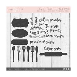 kitchen svg - kitchen svg files - custom labels - pantry labels - label svg - label cut files - kitchen utensils clipart