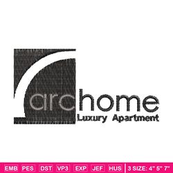 archome luxury apartment logo embroidery design, logo embroidery, embroidery file, logo design, instant download.