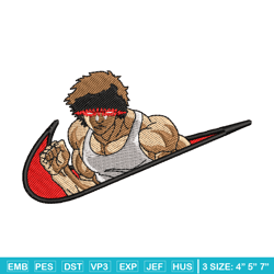 baki angry face embroidery design, baki anime embroidery, nike design, embroidery file, anime shirt, digital download