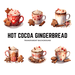 hot cocoa gngerbread  png - transparent background - hgh qualty - commercial use - digital download -