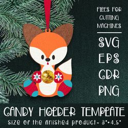 baby fox | christmas ornament | candy holder template svg | sucker holder paper craft