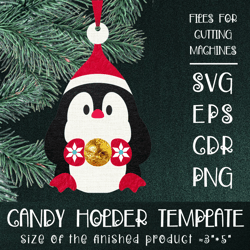 baby penguin | christmas ornament | candy holder template svg | sucker holder paper craft