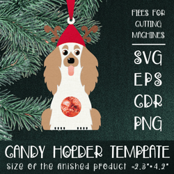 cocker spaniel dog | christmas ornament | candy holder template svg | sucker holder paper craft