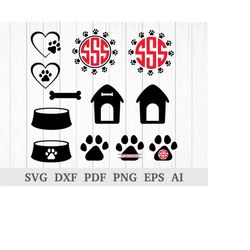 dog svg file, dog paw print svg , dog bone svg, dog house svg, dog clipart, dog vector, cricut & silhouette, vinyl, dxf,