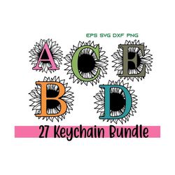 sunflower alphabet keychain svg,keychain bundle svg,keyring svg,round keychain svg,circle keychains,keychain design,roun