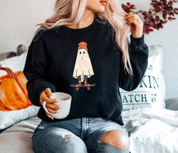 vintage halloween sweatshirt, ghost halloween shirt for women, fall shirts, halloween sweater, fall sweatshirt for women