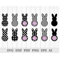 easter bunny svg, easter svg, easter bunny monogram svg cutting files, rabbit svg, cricut & silhouette, vinyl, dxf, ai,