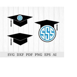 graduation hat monogram svg, graduation cap monogram svg , graduation svg cutting files, cricut & silhouette, vinyl, dxf