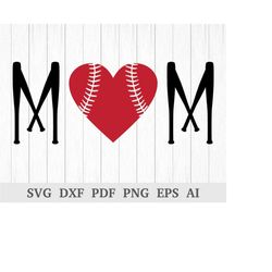 baseball mom heart svg, baseball bat mom svg, baseball stitches heart svg, sports svg,  cricut & silhouette, dxf, ai, pd