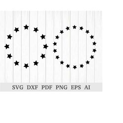 star circle svg, star circle monogram svg, star wreath svg, circle frame svg, cricut & silhouette, screen, dxf, ai, pdf,
