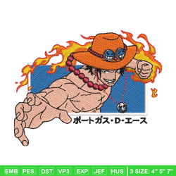 ace punch embroidery design, one piece embroidery, anime design, embroidery shirt, embroidery file, digital download