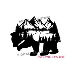 mountains bear svg,bear svg,forest svg,bear png,mountains svg,bear and mountains svg,adventure svg,png,cut files for cri