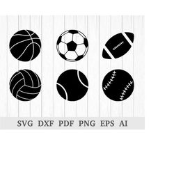sports ball svg, baseketball svg, baseball svg, soccer ball svg, football svg, softball svg, tennis ball svg, vinyl, dxf