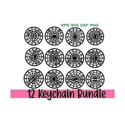 zodiac signs keychain svg,zodiac round pattern,keychain bundle svg,keyring svg,round keychain svg,circle keychains,digit