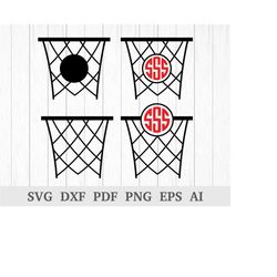 basketball net svg, basketball hoop svg, basketball monogram svg, basketball svg, cricut & silhouette, vinyl, dxf, ai, p