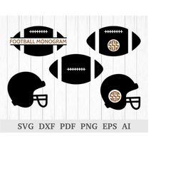 football monogram svg, football svg, football helmet svg, sports svg, screen printing, cricut & silhouette, vinyl, dxf,